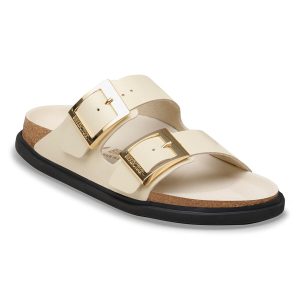 Arizona Droplet Buckle Natural Leather Patent – High-Shine Ecru