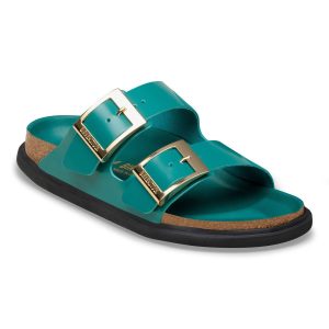 Arizona Droplet Buckle Natural Leather Patent – High-Shine Dark Teal