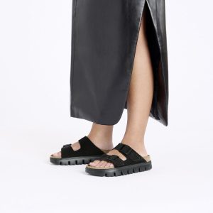 Arizona Platform Suede Leather – Black/Black
