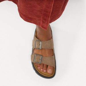 Arizona Platform Suede Leather – Gray Taupe