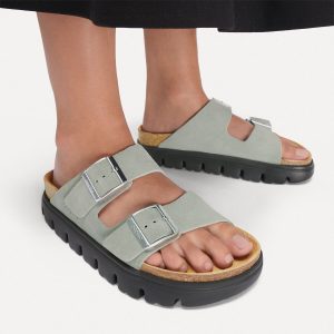Arizona Platform Suede Leather – Pure Sage/Black