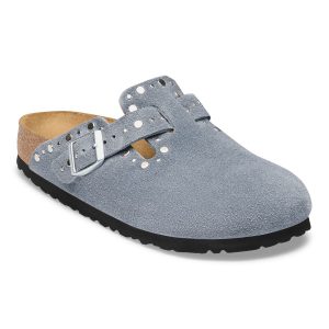 Boston Rivet Suede Leather – Stone Blue
