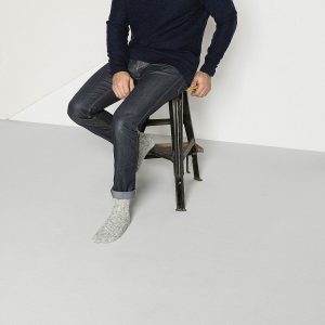 Cotton Slub Men Cotton/Polyamid/Elastane – Gray/White