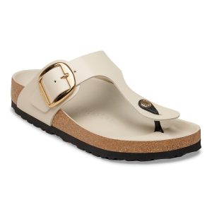 Gizeh Big Buckle Natural Leather Patent – High-Shine Oyster