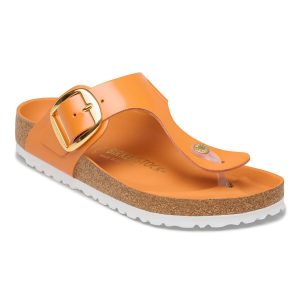 Gizeh Big Buckle Natural Leather Patent – High-Shine Kurkuma
