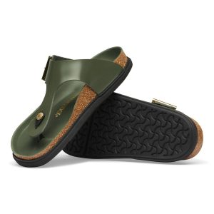 Gizeh Droplet Buckle Natural Leather Patent – High-Shine Thyme