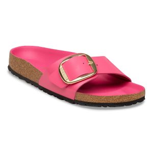 Madrid Big Buckle Natural Leather Patent – High-Shine Fuchsia Tulip