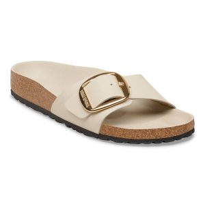Madrid Big Buckle Natural Leather Patent – High-Shine Oyster