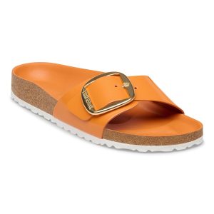 Madrid Big Buckle Natural Leather Patent – High-Shine Kurkuma