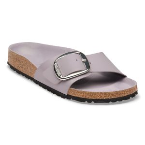 Madrid Big Buckle Natural Leather Patent – High-Shine Lavender Sky