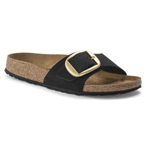 Madrid Big Buckle Nubuck Leather – Black