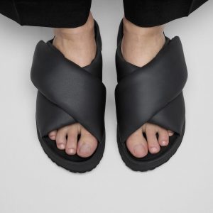 Theda Cross Strap Natural Leather – Black